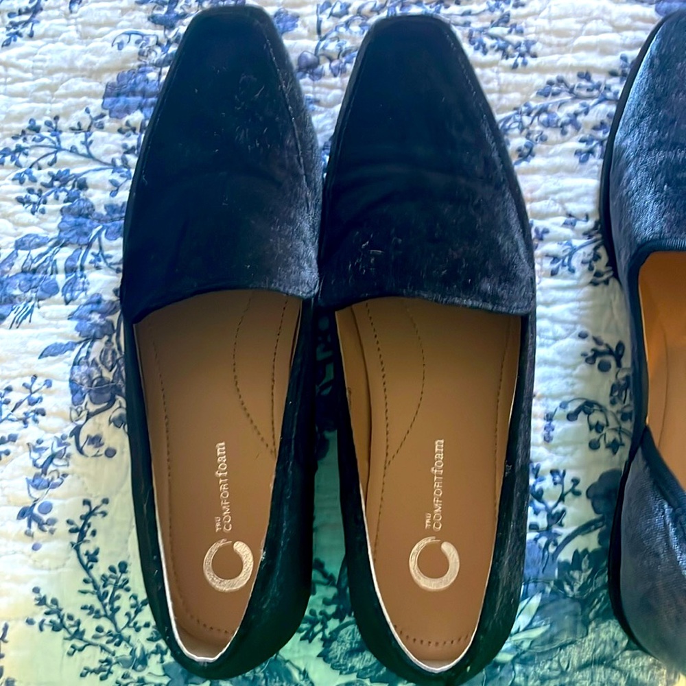 Black Velvet flats worn once!!